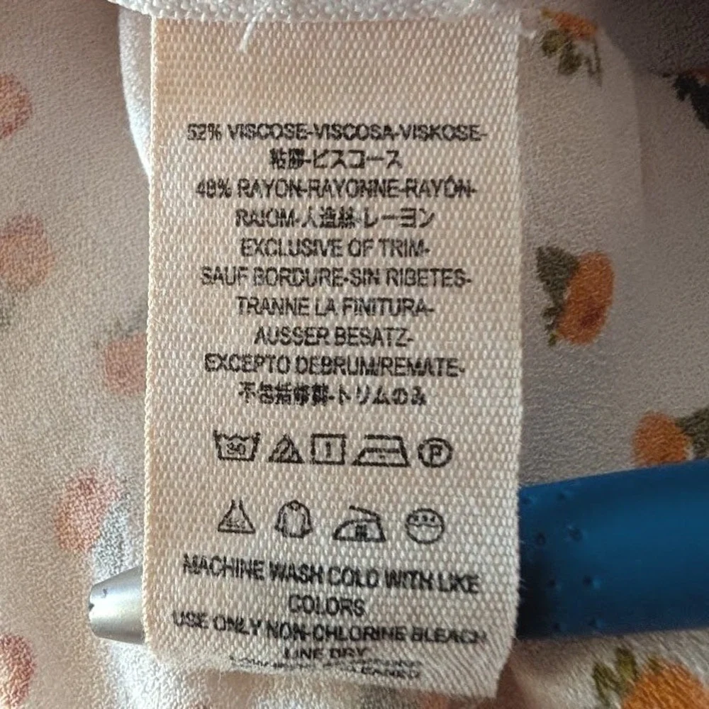 Free People Mia V-Neck Wide Leg Cream Jumpsuit with Peach Print Size 10 - Picture 7 of 11